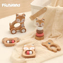 Freniland Wooden Montessori Toys, 5-Piece Wooden Baby Toys, Koala Wooden Baby Rattle, Fox Stacking Ring Baby Toys, Little Fox Wooden Baby Push and Pull Toys,Newborn Baby Gift Sets for Boys and Girls by TinyTreasures Baby Boutique