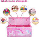 Unicorn Extra Large Toy Box Chest with Flip Lid for Kids, Collapsible Oxford Toy Storage Box with Handles Mesh Pockets, Sturdy Waterproof Toy Box for Bedroom Playroom, 37.7×12.5×15.7 Inch by TinyTreasures Baby Boutique