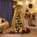 6FT Pre-Lit Flocked Christmas Tree with 42 Real Pine Cones