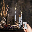 GenSwin Flameless Taper Candles with Remote Timer, 6Pcs LED Flickering Taper Candles Battery Operated Real Wax with Spider Webs/Skull/Bats Decals for Halloween Spooky Decoration (White, 0.78”x9.65”) by CozyNest Decor