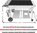 Pizza Oven Table with Topping Station, Outdoor Pizza Oven Cart, Grill Table for Outside, Grill Cart, Food Prep Work cart Fits for Ninja Woodfire Grill, Blackstone Griddle,Tabletop Grill by CozyNest Decor