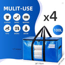 TAILI Extra Large Moving Bags, 4 Pack Blue Heavy Duty Totes For Storage with Visible Window, Wrap Around Handles, Storage Bags for Space Saving, Alternative to Moving Boxes by TinyTreasures Baby Boutique
