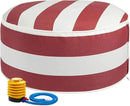 FUNHOME Inflatable Outdoor Ottoman with Air Pump,20"x9" Portable Patio Pouf,Water Resistant,Fade-Resistant,Round Blow Up Footrest Stools for Home Garden Camping Travel(Red White) by CozyNest Decor