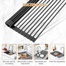 LEMIKKLE Roll Up Dish Drying Rack 17" x 13", Over The Sink Dish Drainer Rack, Foldable Sink Drying Rack, Anti-Slip Silicone Wrapped Dish Drainer for Kitchen Counter (Black) by CozyNest Decor