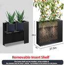 Metal Tall Long Planter Box Large Rectangular Planter Flower Pot with Drainage Holes for Indoor Outdoor Deck Porch Garden Home Patio Front Door (Black, S) by GreenHaven Gardens