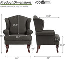 Accent Chair, High Back Upholstered Armchair with High Resilience Sponge & Wood Legs, Mid-Century Modern Comfy Single Sofa Reading Chairs for Living Room, Bedroom (Dark Grey, Set of 1) by CozyNest Decor