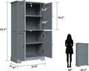 ChooChoo Bathroom Floor Cabinet, Modern Bathroom Storage Cabinet with 4 Doors and Adjustable Shelves, Freestanding Cupboard for Living Room, Grey by CozyNest Decor