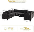 HOOOWOOO Modular Sectional Sofa,7 Pieces Sectional Couches for Living Room,131X98 U Shaped Cloud Couch Set(Black Velvet Corduroy) by CozyNest Decor