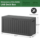 NUNU LAB 75 Gallon Outdoor Storage Box,Large Resin Sturdy Deck Box, Backyard Outside Storage Box Waterproof with Double Wall Panels,Package Delivery Garden Hose Storage Bin Outdoor Tool by GreenHaven Gardens