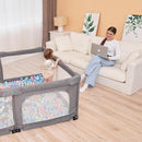Foldable Baby Playpen with Gate, Extra Large Collapsible Play Yard for Babies & Toddlers, Portable Travel Play Pen with Fence, Safe Activity Center for Indoor & Outdoor Use (51"×51" Grey) by TinyTreasures Baby Boutique