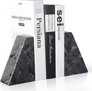 Marble Bookends for Heavy Books, Decorative Book Ends for Shelves, Titanium Black Stone Durable and Heavy-Duty Book Ends for Hardback Books & CDS, Unique Book Stopper & Holder, Set of 2 by CozyNest Decor