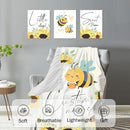 Personalized Baby Crib Bedding Set for Baby Girls, Yellow Bee Pattern Custom Name Baby Crib Sets 5-Pcs, Toddler Double Layer Blanket Fitted Sheets Changing Pad Cover Rug Wall Art Set by TinyTreasures Baby Boutique