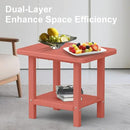 Outdoor Side Table - 2-Tier Storage All Weather Outdoor End Table for Patio - HDPE Morden Easy Maintenance Adirondack Side Table for Pool Porch Balcony Garden Lawn Backyard Outside Indoor by GreenHaven Gardens