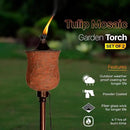 Deco Window 2 Pcs Garden Torch for Outdoor 4-in-1 Convertible Table Torch Citronella Oil Lamp for Backyard Patio Deck Table Top & Ground Installation (Mosaic) by GreenHaven Gardens