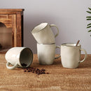 famiware Coffee Mugs Set of 4, Ocean Square 13oz Coffee Cup Set with Handle for Cocoa, Milk, Hot Chocolate, Tea, Water, Stoneware Cups for Kitchen, Microwave and Dishwasher Safe, Light khaki by CozyNest Decor