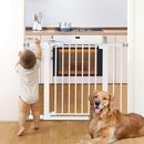 Babelio Metal Baby Gate, 29-43" Auto Close Easy Install Pet Gate, Extra Wide Walk Thru Child Safety Gate, 30" Tall Pressure Mounted Dog Gate for Doorways & Stairs, White by TinyTreasures Baby Boutique