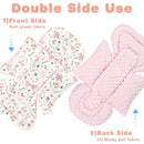 3-in-1 Infant Car Seat Insert, Soft Head and Body Support,Ultra & Strap Covers Set, Reversible Newborn Car Seat Cushion Pad for Baby Boy & Girl fits Stroller, Swing, Bouncer (Pink Bow) by TinyTreasures Baby Boutique