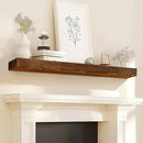 48x8x3 Fireplace Mantel - Solid Rustic Wood - Wall Mounted Floating Shelf with Invisible Heavy Duty Steel Bracket (Weathered Brown) by CozyNest Decor