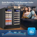 Tylza 30 Inch Wine and Beverage Refrigerator, Dual Zone Wine Beverage Cooler 30" with French Door, Under Counter Wine Beer Fridge Built-In or Freestanding, Holds 29 Bottles and 110 Cans, Black by CozyNest Decor