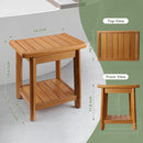 Teak Shower Bench-Solid Teak Wood Shower Chair with Storage Shelf, Stable Non-Slip Bathroom Stool for Elderly & Recovery, Heavy Duty Shower Seat for Inside Shower & Tub Safety 14 inch by TinyTreasures Baby Boutique