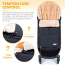 Orzbow Stroller Footmuff Universal | Faux Wool Baby Bunting Bag | Warm, Weather-proof, Adjustable Buckles | Winter Stroller Zipper Blanket Cover | Baby Sleeping Bag for Cold Weather Accessories, Black by TinyTreasures Baby Boutique