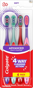 Colgate Extra Soft Kids Toothbrushes, Advanced Cavity Fighter Kids Toothbrush Pack, Extra Soft Bristles Help Remove Plaque and Stains for a Gentle Clean, for Children Ages 6 and Up, 4 Pack by TinyTreasures Baby Boutique