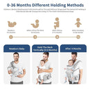 Baby Carrier with Hip Seat,Ergonomic M Position 6in1 Baby Carrier Newborn to Toddler,Head Support and Breathable Mesh Newborn Carrier,Adjustable Baby Holder Carrier for Dad&Mom-Grey by TinyTreasures Baby Boutique