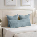 Fancy Homi Set of 2 Light Blue Big Decorative Throw Pillow Covers 24x24 Inch for Couch Bed Sofa, Rustic Farmhouse Boho Home Decor, Soft Cross Corduroy Patchwork Accent Square Cushion Case 60x60 cm by CozyNest Decor