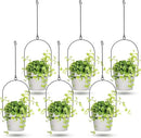 Hushee 6 Packs Metal Hanging Planters for Outdoor Indoor Plants Plant Hanger with 6.3'' Plastic Pots Hanging Planter Basket for Garden Home Porch Decor (White) by GreenHaven Gardens