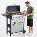 4-Burner Propane Gas BBQ Grill with Porcelain-Enameled Cast Iron Grates, 2 Foldable Side Table, 34,200 BTU Stainless Steel Grill for Outdoor Camping Barbecue Grilling Backyard Cooking by GreenHaven Gardens