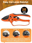 Ratchet Anvil Pruning Shears for Gardening Heavy Duty, Labor-Saving Design Garden Clippers for Arthritis Weak Hands, 3/4" Cut Capacity Branch Cutter for Tree Trimming, Flower, Rose, Plant by GreenHaven Gardens