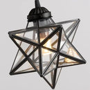 Farmhouse Modern Glam Chandelier Dining Room Clear Glass Star Pendants Light Fixture Kitchen Island LED Ceiling Hanging Lights Included Warm Light Bulbs Black by CozyNest Decor