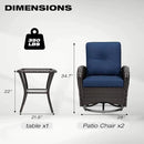 Joyside Outdoor Swivel Rocker Chairs, 3 Piece Wicker Patio Set with Thick Cushion and Side Table, Rattan Patio Swivel Rocking Chairs for Porch, Deck Use (Brown/Blue, 3 PCS) by GreenHaven Gardens