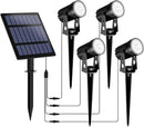 T-SUNUS Solar Garden Spotlight White Outdoor, 4-in-1 Solar Spot Lights 6000K IP65 Waterproof 9.8ft Cable, 5W Separated Solar Panel, Auto On/Off for Tree Patio Yard Driveway Pathway Pool Area by GreenHaven Gardens