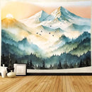 Delur Mountain Tapestry Boho Misty Sunset Forest Tree Tapestry Wall Hanging Sunrise Nature Landscape Psychedelic Headboard for Bedroom Living Room Home Decor (51.2" x 59.1") by CozyNest Decor