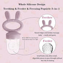 Baby Solids/Frozen Fruit Feeder Pacifier, Infant Teether Toy 4M+, BPA-Free Silicone Pouch & Nipple, Safely Introduce Solids, Teething Relief, 2-Pack (Rabbit - Pink Purple, S/M/L) by TinyTreasures Baby Boutique