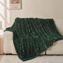 NEWCOSPLAY Super Soft Twin Blanket Dark Green Premium Silky Flannel Fleece 3D Ribbed Jacquard Lightweight Bed Blanket All Season Use (Dark Green Ribbed, Twin(60"x80")) by CozyNest Decor