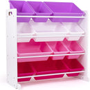 Humble Crew Kids Toy Storage Organizer with 12 Plastic Bins, White/Pink/Purple – Removable Bins for Playroom, Bedroom, Toddler Furniture for Boys and Girls Ages by TinyTreasures Baby Boutique