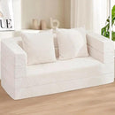 Folding Bean Bag Chair for Adults,3-in-1 Bean Bag Couch Faux Fur Floor Sofa Large Beanbag Convertible Bean Bag Sofa Bed with Pillow in Bedroom,Living Room,Apartment(Queen,Milky White) by CozyNest Decor