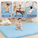 Baby Play Mat for Floor,1.3" Thick Elasti-Foam 50x50 Playpen Mat for Toddlers Infant kids,Water-Repellent Soft Coral Velvet for Tummy Time,Non-Slip Backing for Crawling,Tatami Style(Light Blue) by TinyTreasures Baby Boutique