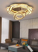 Flashing God Crystal Chandeliers Dia 32" Silver Elegant Chandelier Flush Mount Ceiling Light for Bedroom Living Room Dining Room Hallway Dimmable 3 Rings LED Celing Lighting Fixtures by CozyNest Decor
