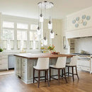 5 Light Farmhouse Pendant Lighting for Kitchen Island,Brushed Nickel Dining Room Cluster Pendant Light Fixtures Hanging Ceiling with Seeded Glass,Modern Pendant Light for Entrance Stairwell by CozyNest Decor