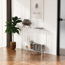 Sleek Modern 2-Tier Acrylic Console Table, 39.4" L x 7.6" W x 31.5" H - Entryway Table for Hallway, Living Room, Sofa Side, Small Spaces (Clear)