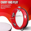 Flexzion Wooden Round Tambourine for Kids and Adults 6" Inch Single Row 8 Pair Jingles, Red Handheld Percussion Instrument for Beginner and Professional Tambourine Player by TinyTreasures Baby Boutique
