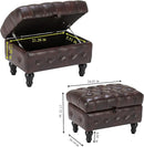 Artechworks Coffee Table Ottoman with Storage,Button Tufted PU Leather Upholstery Footstool Bed Ottoman for Living Room, Home Office, Space-Saving Storage Toy Box Stool, Brown by CozyNest Decor