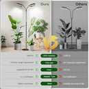 Garpsen Halo Grow Lights, Dual-Head Full Spectrum LED Plant Lights for Indoor Growing with Stand, 3 Color Modes Grow Lamp with Timer 6/12/16H, 5 Dimmable Levels, 168 LEDs and 67''Height Adjustable by GreenHaven Gardens