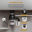 3/4 HP Corded Garbage Disposal for Kitchen Sinks, TECASA Continuous Feed Food Waste Disposer, Sound Reduction, Power Cord Included, Grey and Black - HyperCrush 75 by CozyNest Decor