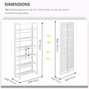 4NM No Assembly Foldable Bookshelf, 6-Shelf Collapsible Bookcase Storage for Small Spaces, 74" H, All White by CozyNest Decor