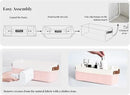 StorageWorks Narrow Storage Bins, Small Basket for Closet and Shelves, Fabric Organizer with Handles, Toilet Paper Storage, Pink and White, 2-Pack by CozyNest Decor