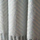 CUDDLE DREAMS Silk Throw Blanket with Hand-Knotted Fringe, Natural, Soft & Breathable (Herringbone Blue) by CozyNest Decor